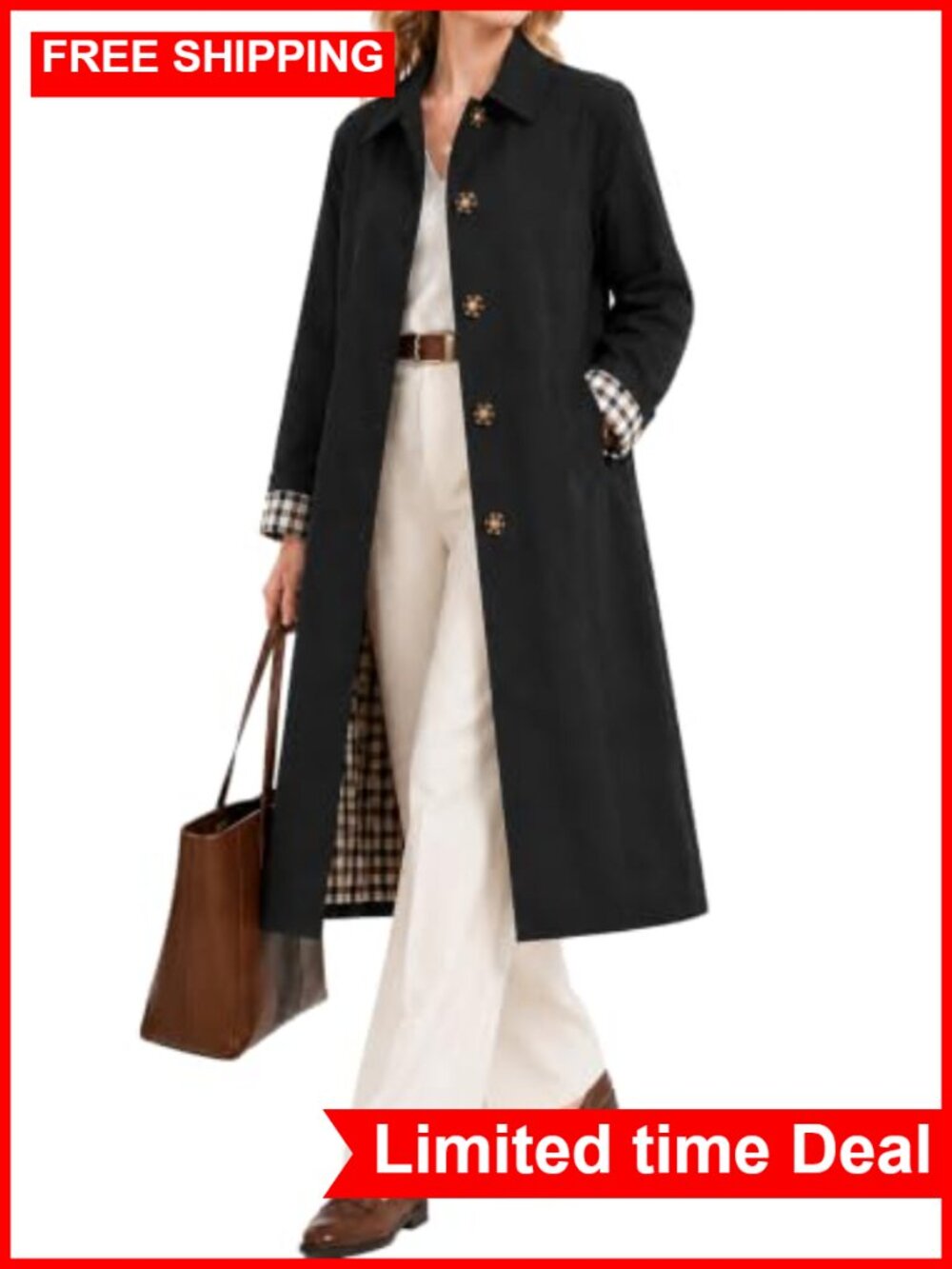 Orolay Single Breasted Waterproof Trench Rain Coat Long